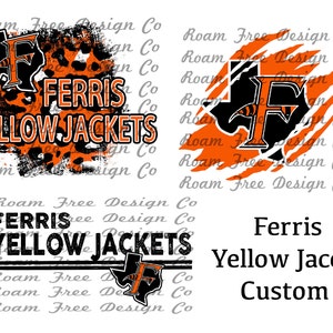 Ferris Yellow Jackets Custom Files | Black Shirt Rip | Cheetah Print | Leopard Print| PNG Digital Background  | School Spirit |