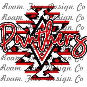 Red and Black Aztec Cheetah Design | Cheetah Print | Leopard Print | PNG | Aztec | School Mascot | Aztec | School |