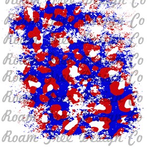 Red and Blue Distressed Cheetah Print Background (PNG Digital Download)