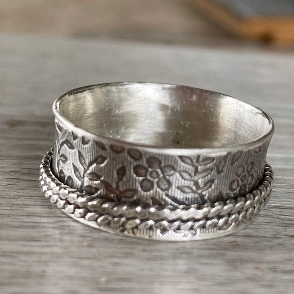 Spinner Ring,925 Sterling Silver,Meditation Ring Hand Stamped,Handcrafted Jewelry Silver,Gift