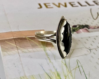 Black Onyx Ring / Handmade Gemstone Jewelry / Split band ring/Gift