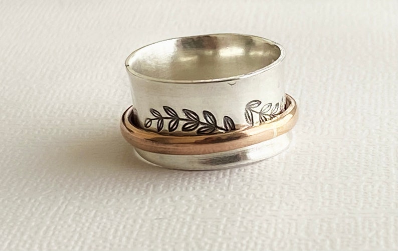 Nature inspired Jewelry, Handmade Sterling Silver & Gold Ring, Minimalist Jewelry, Personalized Gifts image 3