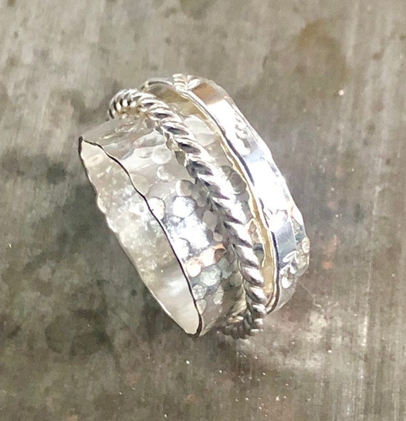 Fidget Ring Sterling Silver/ Spinning Ring/ Gift for Women - Etsy