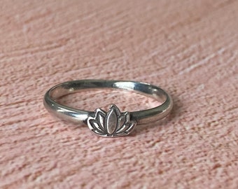 Argentium Silver Lotus Ring,Handmade Thumb Rings, Yoga Jewelry,Gift for Her