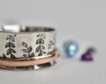 Nature inspired Jewelry, Handmade Sterling Silver & Gold filled Ring, Minimalist Jewelry,  Gifts