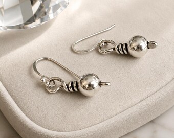 Sterling Beaded Dangle Earrings: Handmade Minimalist Jewelry/Gift for Her