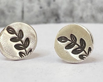 Silver Leaf Stud Earrings, Minimalist studs sterling silver, Flower Jewelry, gifts for her