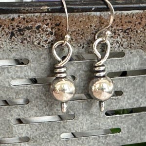 Sterling Silver Dangle Earrings, Gift for women, Minimalist Ball Earrings