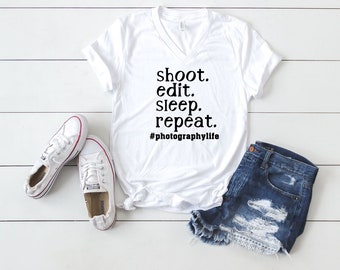 Photographer's "Shoot, Edit, Sleep, Repeat" T-shirt