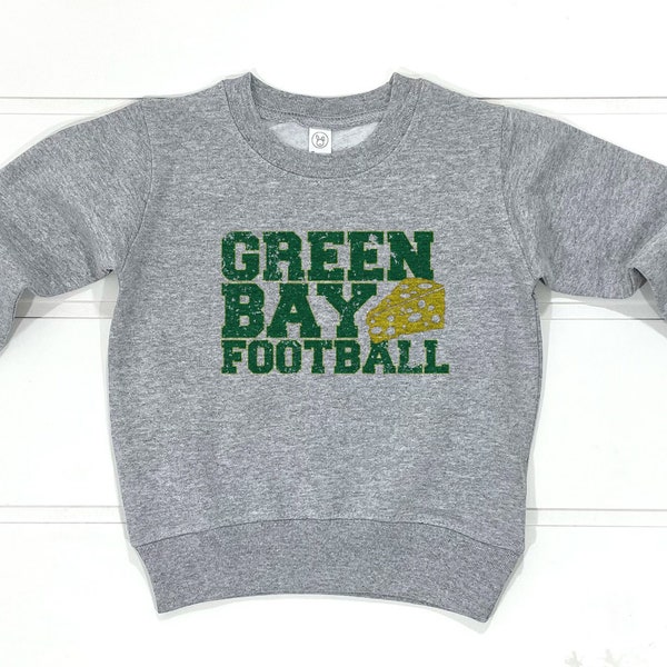 Green Bay Football Kids Cheesehead Sweatshirt | Green Bay Wisconsin Youth Sports Sweats | Pack Toddler Sweatshirt | Go Pack Fan Shirt