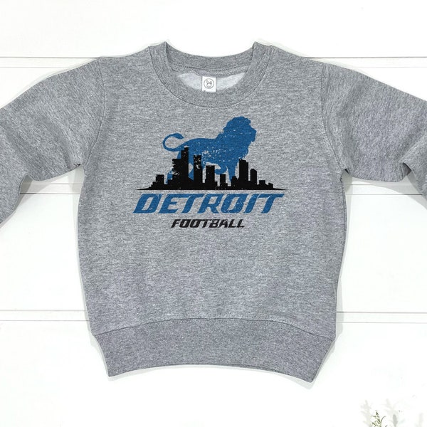 Detroit Football Skyline Kids Sweatshirt | Youth Detroit Football Shirt | Michigan Hometown Pride Sports Fan Game Day Toddler Sweatshirt
