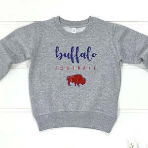 Cute Buffalo Football Kids Sweatshirt | Buffalo New York Toddler Sports Gift | Buffalo Football | Buffalo Football Cursive Font Game Day Top