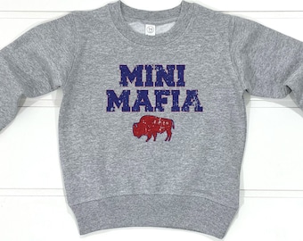 Mini Mafia Buffalo Fussball Kinder Sweatshirt | Buffalo Football Kleinkind-Sweatshirt | Unisex Kinder Sportmode | Büffel New York Geschenk