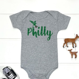 Philadelphia Football Baby Bodysuit  | Philly Sports Infant Crawler | Champions Gameday Pennsylvania Football Green Hurts Shirt | Kids Top
