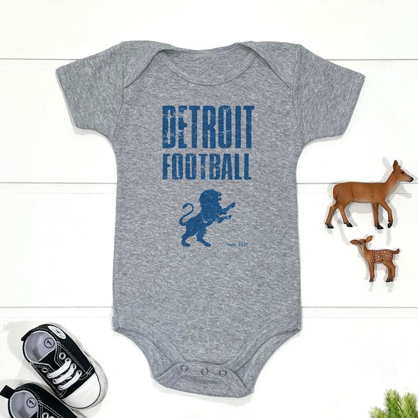Detroit Football Vintage Baby Bodysuit | Detroit Michigan Infant Bodysuit | Motor City Sport Newborn Gift | Gameday Kids Tailgate Creeper
