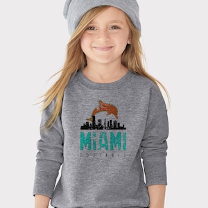 Miami Football Kids Sweatshirt | Miami Football Skyline Toddler Fleece-Lined Sweatshirt | Florida Hometown Pride Gameday Sports Top