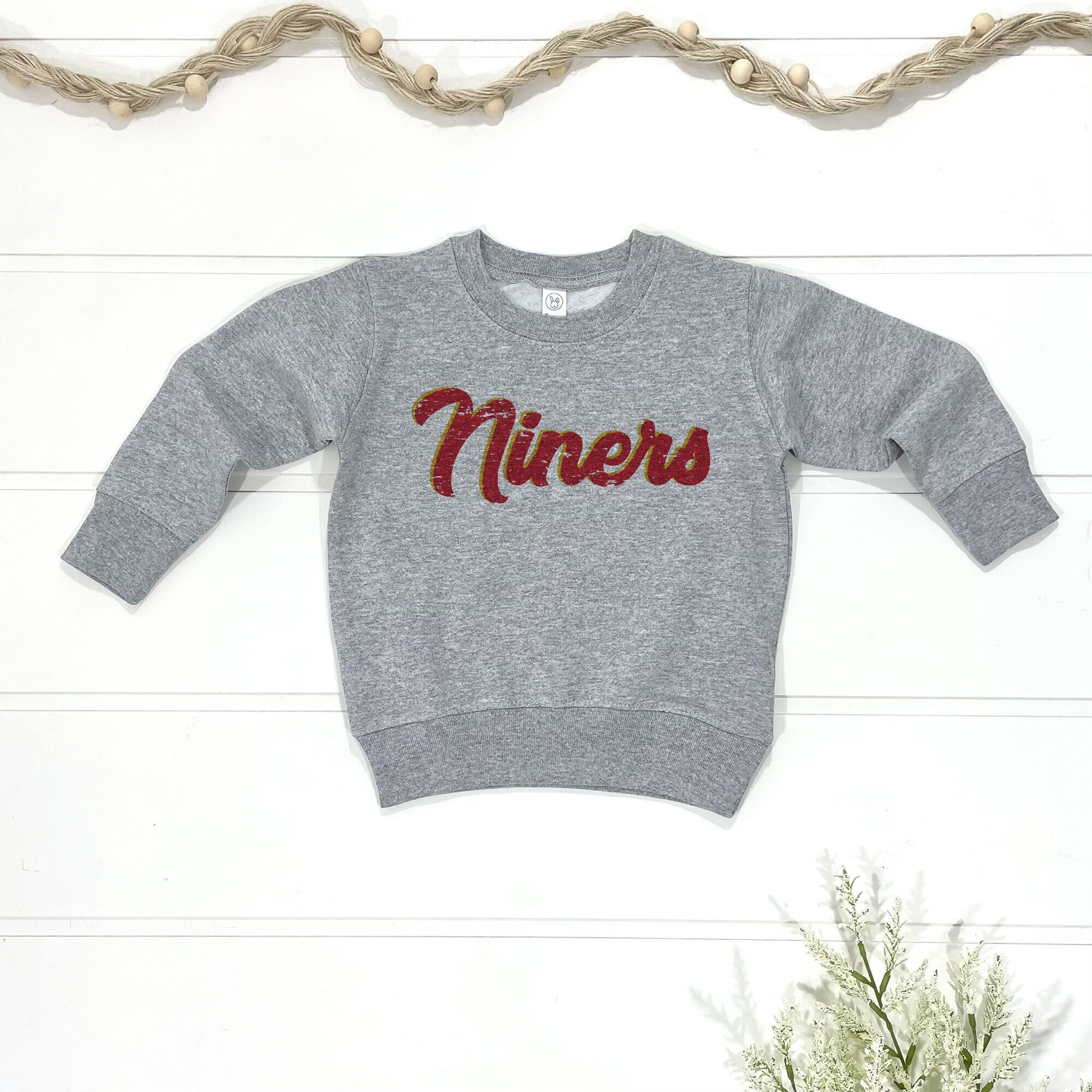 San Francisco Vintage Style Kinder Rundhals-Sweatshirt | San Francisco Football Kleinkind Sweatshirt | Jugend San Fran Retro 80er Mode Sweats