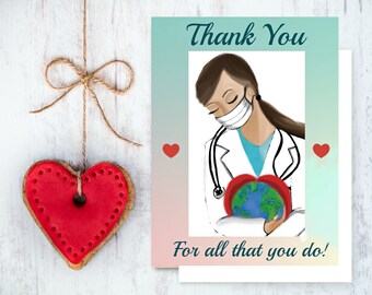 Global Caregivers Thank You cards-Greeting cards-Illustration-healthcare workers-1 or 3 card bundle