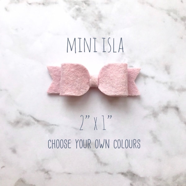 Wool Felt Dainty 'Isla' Bow Hair Accessory - 54 Colours to Choose From! (on nylon headband, crocodile clip or snap clip)