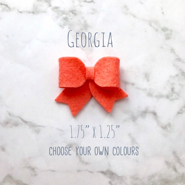 Wool Felt Georgia Bow Hair Accessory ~ 54 Colours to Choose From! (stretchy nylon headband or crocodile clip)