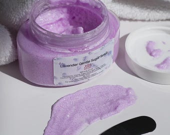 Lavender Body Sugar Scrub Soufflé – Organic Almond Oil Exfoliator