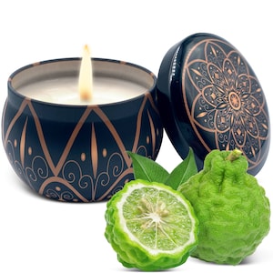 Bergamot White Tea Scented Soy Wax Candle in Decorative Aroma Tin Box, Aromatherapy 6 Oz - Handmade in USA