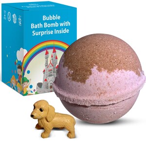1 Bath Bomb Cute Puppy &quot;RASPBERRY&#39; Scent  5oz  Natural Ingredients Organic Coconut and Olive Oils gift for kids handmade in the USA