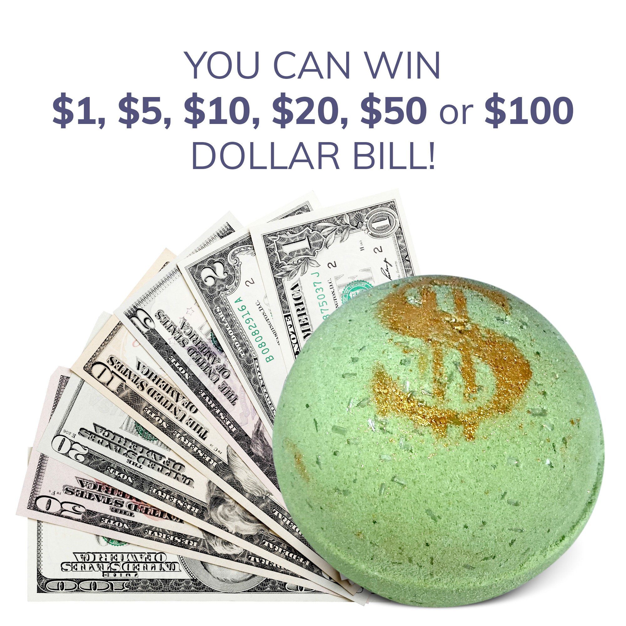 1 Money Cash Wealth Bath Bomb Surprise Money Inside Green for Etsy