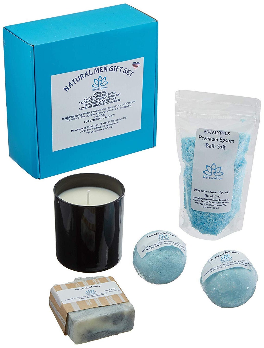 Spa Gift Set for Men - All Natural and Organic Ingredients - Soy Wax ...