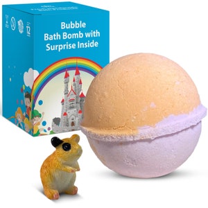 1 Bath Bomb for Kids with Surprise Funny Gopher Toy Inside - Coconut and Olive Oils, SAGE and Citrus Fragrance - Handmade in USA