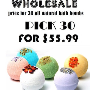 30 Wholesale Organic 3.2 oz Golf Ball Size Bath Bombs w/Kaolin Clay, Epsom Salt, Apricot Kernel Oil, Coconut Oil Gift Party Favor