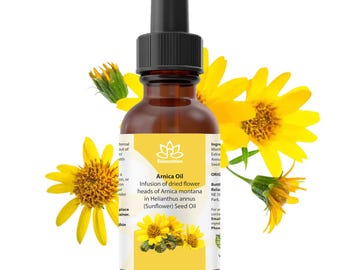 Pure Arnica Oil Made with Organic Ingredients – 100% Botanical Plant Oil, Montana Flower, Herbal Infused, Wildcrafted 0.5 fl oz - 4 fl oz