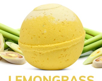 Bath Bomb Rich Lemongrass Aroma – Natural Ingredients Relaxing Epsom Salt Lemongrass Essential Oil Organic Coconut Oil Handmade in the USA