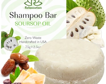 Natural Soursop Shampoo Bar with Aloe Vera and Alfalfa for Hair Care Made With Organic Ingredients