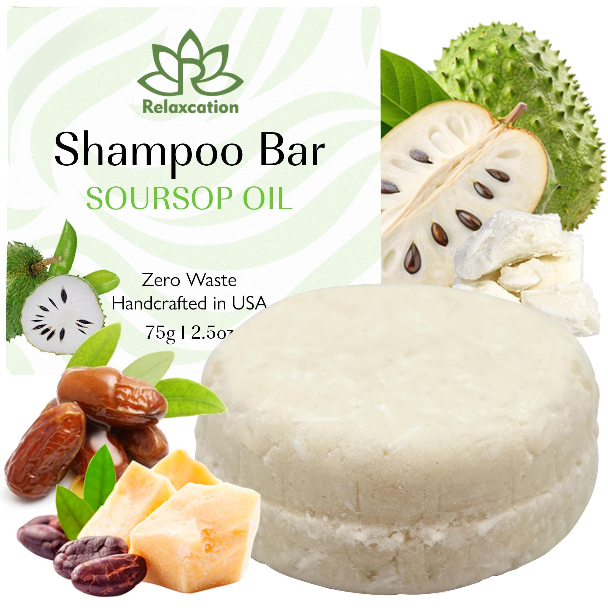 Natural Soursop Shampoo Bar with Aloe Vera and Alfalfa for Hair Care Made With Organic Ingredients