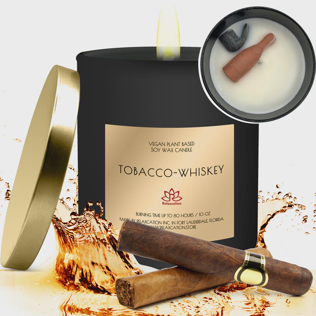 1 Tobacco Whiskey 10 Oz Soy Wax Candle Luxury Gift for Women and Men in a  Beautiful Premium Box - Handmade in the USA