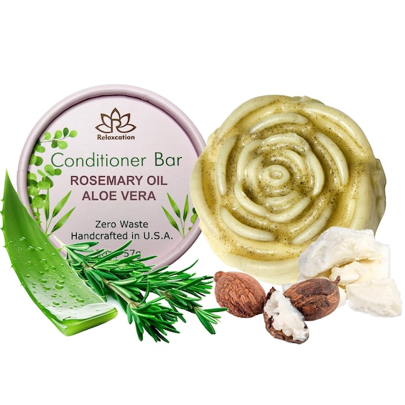 Organic Herbal  ROSEMARY OIL ALOE Vera Solid Conditioner Bar for Hair Growth, Refreshers, Moisturizing, and Hydrates