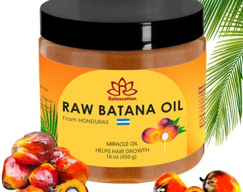 Raw Batana Oil from Honduras - 16 oz Jar Natural Moisturizer for Hair Growth and Shine - Pure & Natural