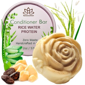 Rice Water Protein Conditioner Bar for Hair Growth & Strengthening | Aloe Vera, Rice Protein, Rice Bran Oil, Cocoa Butter | Handmade in USA