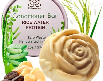 Rice Water Protein Conditioner Bar for Hair Growth & Strengthening | Aloe Vera, Rice Protein, Rice Bran Oil, Cocoa Butter | Handmade in USA