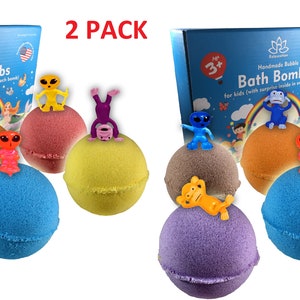 2 PACK of 6 Bath Bombs with SURPRISE Toys Inside for Kids – Natural & Safe Bombs with Essential Oils  – Great Gift Set for Boys and Girls