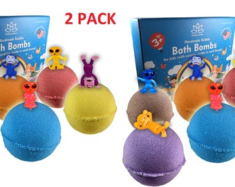 2 PACK of 6 Bath Bombs with SURPRISE Toys Inside for Kids – Natural & Safe Bombs with Essential Oils  – Great Gift Set for Boys and Girls