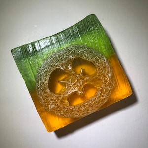 1 Floridian Orange Peppermint Soap Bar with natural loofa Handmade USA best gift idea for women, men, teens