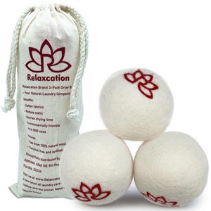 3-Pack Wool Dryer Balls by Relaxcation Reusable And Eco-Friendly Laundry Solution Housewarming & New Home Gift
