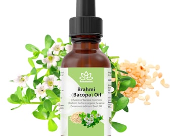 Pure Brahmi Oil Natural Carrier Oil Cold Pressed Bacopa Monnieri Organic Oil – Bacopa Oil 0.5 fl oz / 1 fl oz / 2 fl oz / 4 fl oz