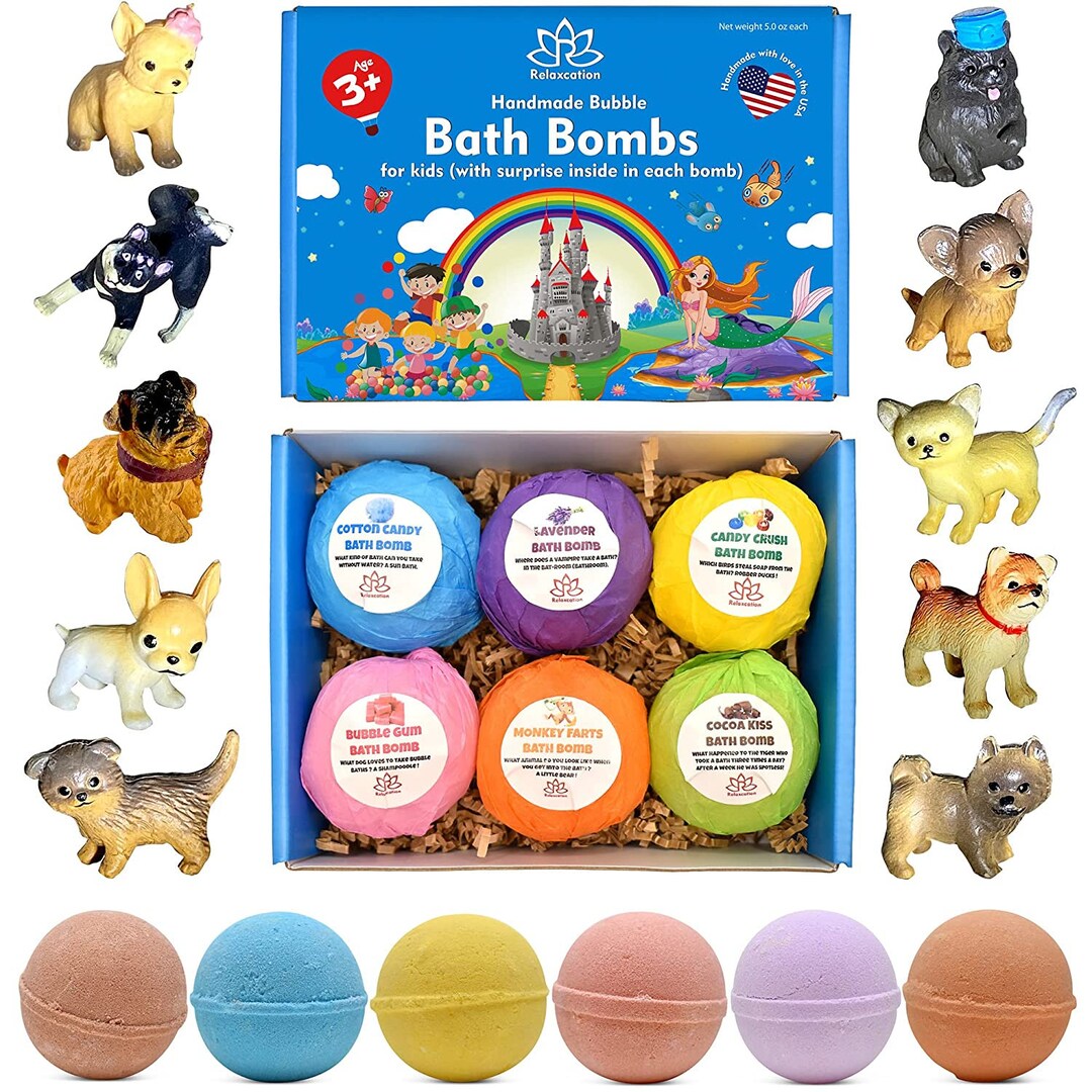 6 Bath Bombs With PUPPY Toys Inside for Kids Natural & Safe Etsy