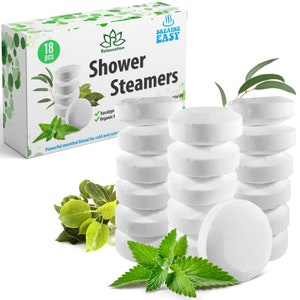 18 Shower Steamers Vapor Tablets Extra Strong with Menthol Crystals, Camphor, Eucalyptus Essential Oils-Congestion & Sinus Relief, 2 oz/Each