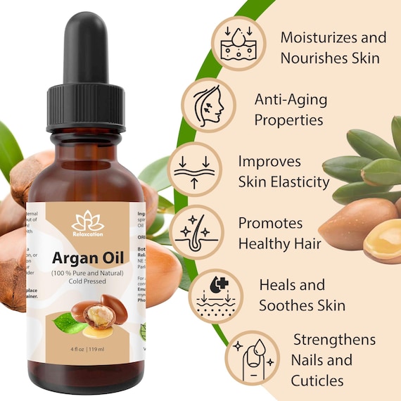 Huile D'Argan Marocaine 100% Vierge Pure - Pressée à Froid, Non Raffinée, 120ml - Pour Cheveux Et Peau