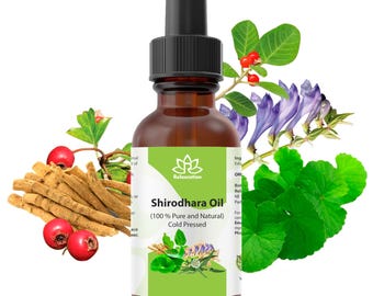 Aceite orgánico ayurvédico Shirodhara – Aceite corporal relajante Shirodhara para masajes Aceite vegetal 100 % botánico 0,5 fl oz / 1 fl oz / 2 fl oz / 4 fl oz