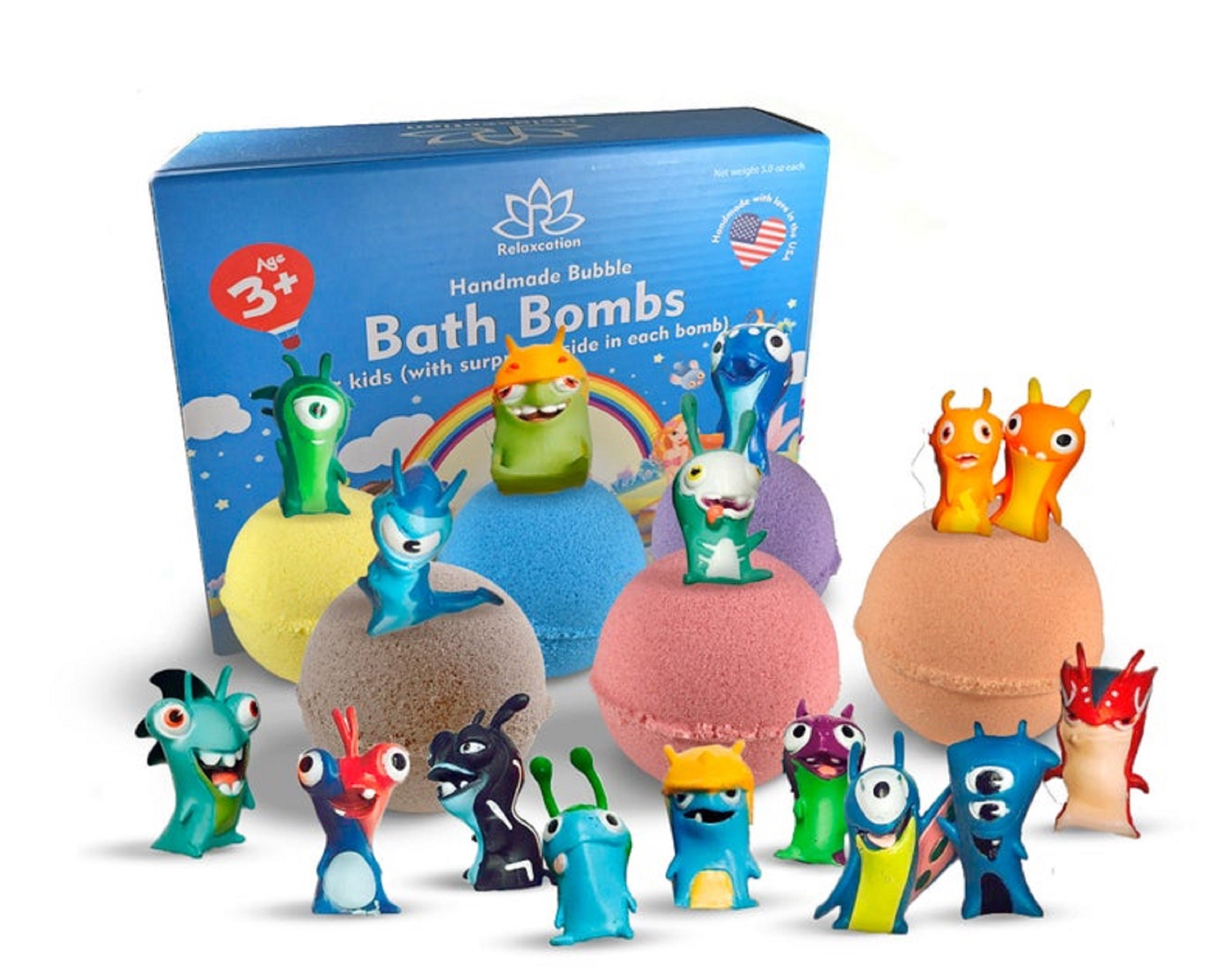 6 Bath Bombs with Slugs Toys Inside for Kids Natural & Safe Etsy